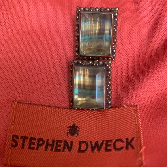 STEPHEN DWECK bronze tone clip-on earrings, stunning greens/golds colour quartz - Picture 6 of 6